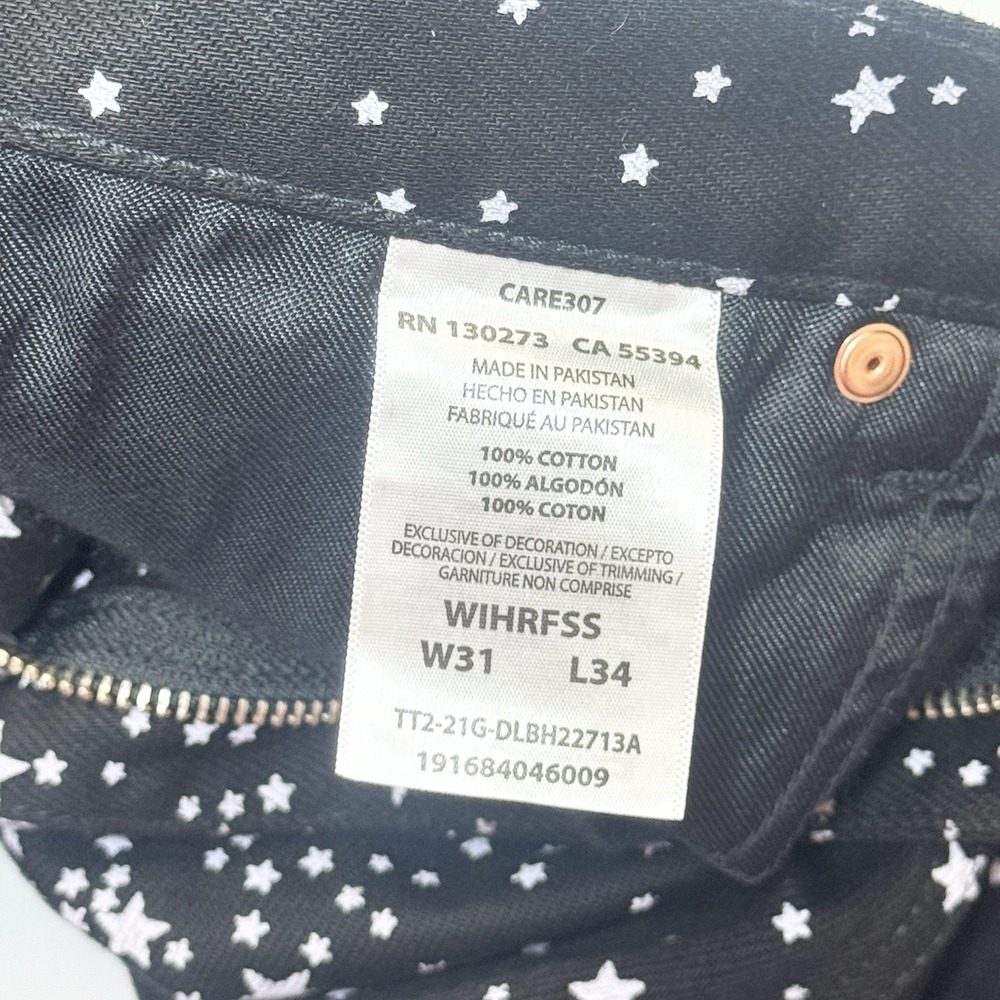 Wrangler Wanderer High Rise Flare Jeans Womens 31 Black Star Print Celestial - Picture 8 of 13